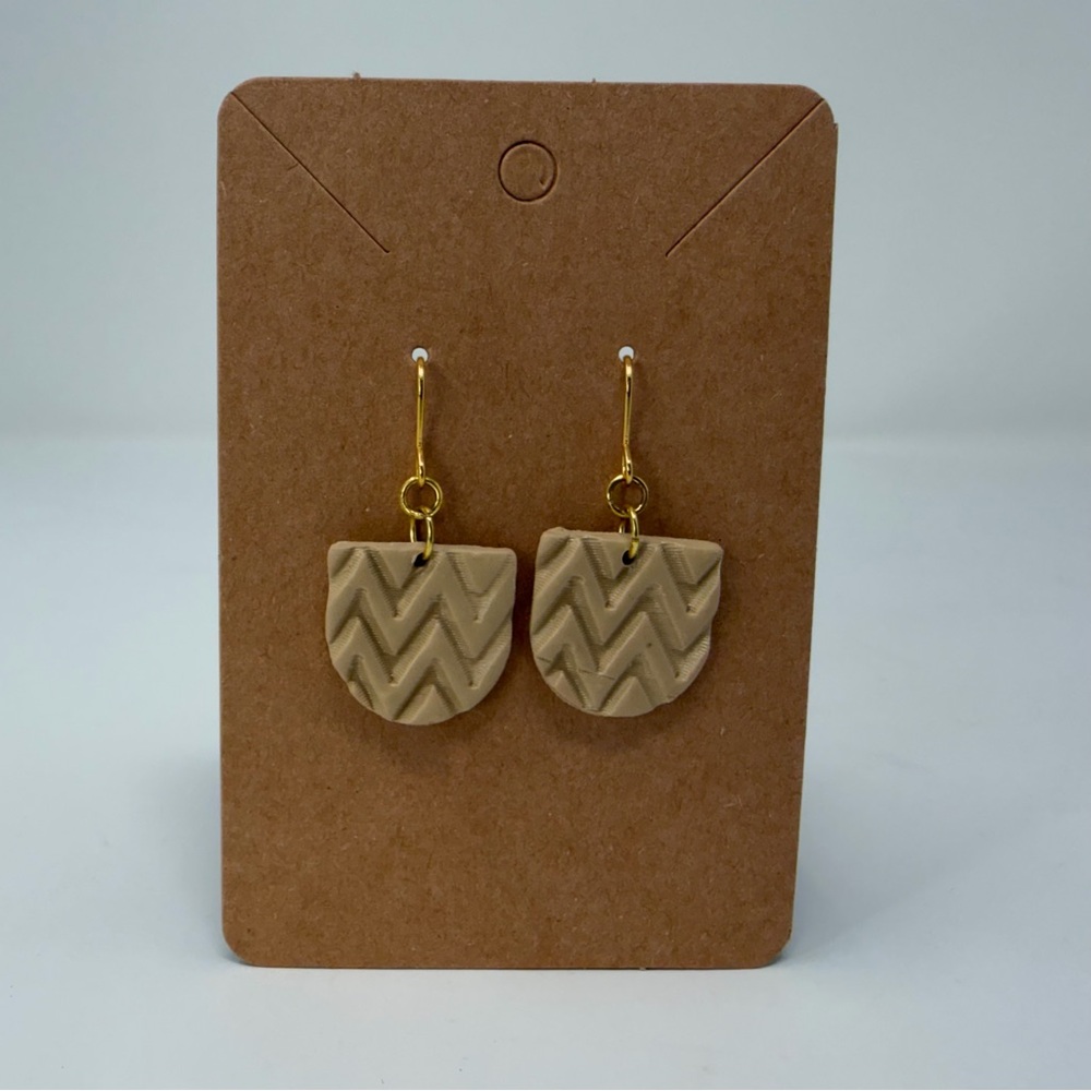 Chic Chevron Gold and Cream Earrings